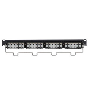 Patch Panel Cat6A Shielded 48Port Flat SLX Jacks Rear Cable Management CPP-6A-SDDM-SL-1U-48 Black (H)1U x (W)19"