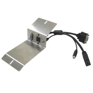 AV Floor Box Plate Flylead 1x VGA, 1x HDMI, 1x 3.5mm Tass 3 Compartment Brushed Stainless (W)76mm x (L)185mm NX-FBWP-335X