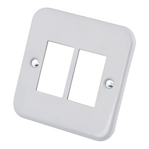 Faceplate Metalclad Single Gang 2x LJ6C Grey (H)80mm x (W)80mm   