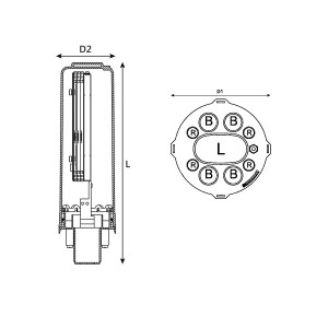 Dome Closure 24 Fibre FRBU 9 Port (8x Round, 1x Oval) FRBTB-AXXNB2X Black (L)435mm (Dia)130mm