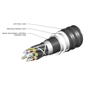 TeraSPEED Fibre Cable Tight Buffered 24 Fibre OS2 LSZH B2ca-s1a,d0,a1 Interlocking Aluminium Armoured Z-024-DZ-8W-FSUBK/B2 Black