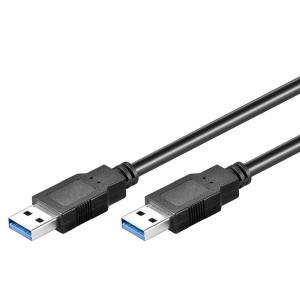 USB 3.0 Lead Type A Male Type A Male Nickel Plated Black (L)1Mtr   