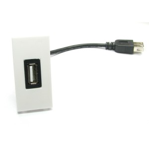 USB Euro Module Fly Lead USB 2.0 Type A White   
