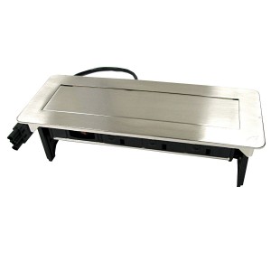 Aluminium Recessed Desk Power Unit Power Only 3x UK Sockets 1 Master Switch