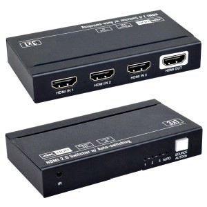 HDMI Switch 3:1 4K 60Hz 4:4:4 3x HDMI-in 1x HDMI-Out With IR Remote & Auto Switching  