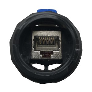 Bulkhead Outlet RJ45 Cat6A Shielded IP68 Black