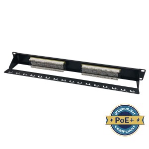 Patch Panel Cat6 Unshielded 16Port Rear Punch Black (H)1U x (W)19"