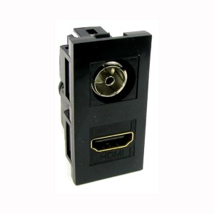 HDMI & TV Euro Module Quick Connect Coupler 4K UHD & TV Coax Black   