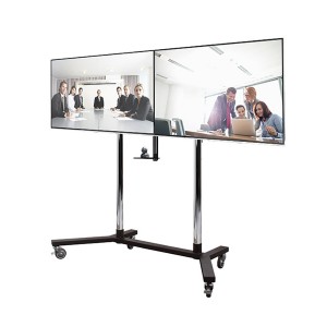 Flat Screen Display Trolley BT8513/BB Twin Screen Up to 600x400 56 Inch to 65 Inch 60kg Per Screen Black (H)1680mm x (W)2004mm x (D)810mm With Camera Shelf