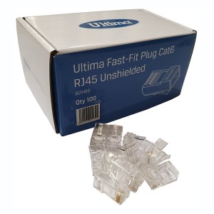Fast-Fit Plug RJ45 Cat6 Unshielded Pack Qty: 100pcs