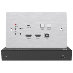 HDMI Extender Wallplate Kit HDMI 4K @ 40Mtr, 1080 @ 70Mtr Cat5e/6/6A HDMI1.4-HDCP2.2 2x HDMI, 1x USB-C HDMI IR Pass-Thru Brushed Stainless Includes HDBaseT Receiver