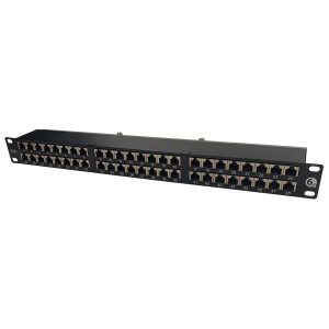 Patch Panel Cat6A Shielded 48Port Right Angle Unshuttered Ports Black (H)1U x (W)19"
