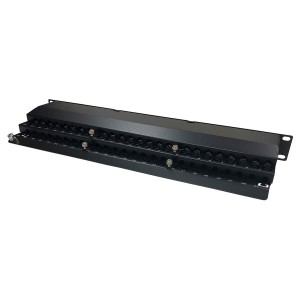 Patch Panel Cat6A Shielded 48Port Right Angle Unshuttered Ports Black (H)1U x (W)19"