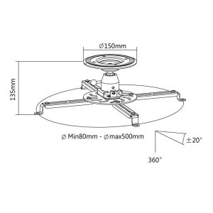 Projector Ceiling Mount Tilt & Swivel Short Drop 25kg +/-20 Degrees 360 Degrees White