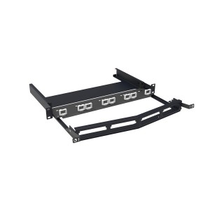 Modular Sliding Fibre Patch Panel 4 Slot Unloaded Angled AGL-1U-ANG-SL Black