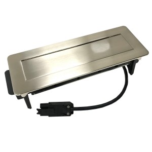 Aluminium Recessed Desk Power Unit Power & AV 2x UK Sockets, 1x VGA, 1x HDMI, 1x Cat6