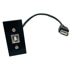 USB Euro Module Fly Lead USB 2.0 Type B Black   