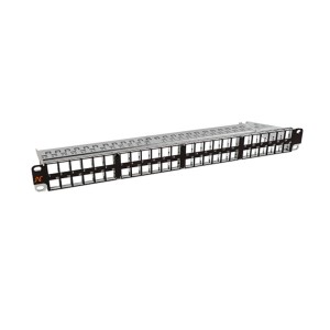 Patch Panel Cat6A Shielded 48Port Flat Modular Rear Cable Management Black (H)1U Kit with 48 Connectors