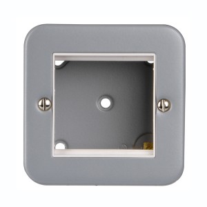 Faceplate Metalclad Single Gang 2x Euro Grey (H)80mm x (W)80mm x (D)42mm Supplied With Metal Surface Mount Backbox