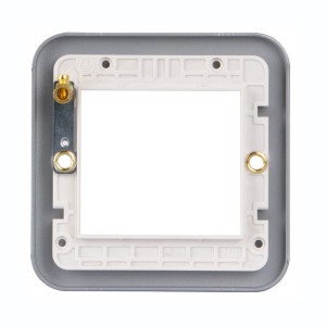 Faceplate Metalclad Single Gang 2x Euro Grey (H)80mm x (W)80mm x (D)42mm Supplied With Metal Surface Mount Backbox