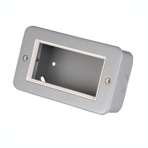 Faceplate Metalclad Double Gang 4x Euro Grey (H)81mm x (W)142mm x (D)40mm Supplied With Metal Surface Mount Backbox  