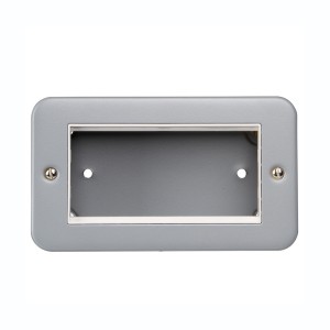 Faceplate Metalclad Double Gang 4x Euro Grey (H)81mm x (W)142mm x (D)40mm Supplied With Metal Surface Mount Backbox