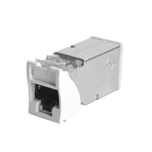 Z-MAX Module Cat6A Hybrid Flat/Angled Shielded No Door White   