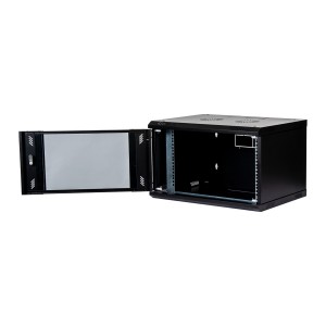 Wall Mount Cabinet Flat Pack Glass Black (H)6U x (W)600mm x (D)450mm