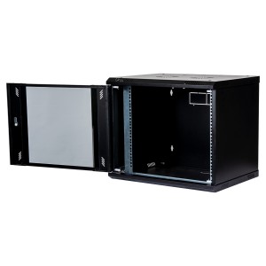 Wall Mount Cabinet Flat Pack Glass Black (H)9U x (W)600mm x (D)450mm
