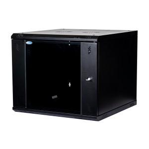 Wall Mount Cabinet Flat Pack Glass Black (H)9U x (W)600mm x (D)600mm