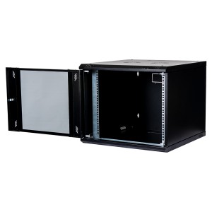 Wall Mount Cabinet Flat Pack Glass Black (H)9U x (W)600mm x (D)600mm