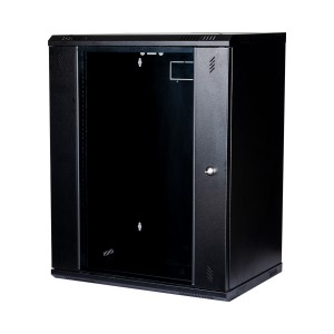 Wall Mount Cabinet Flat Pack Glass Black (H)15U x (W)600mm x (D)600mm