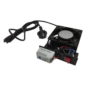 Single Fan Low Noise Long Life Fan Kit, (50,000 hours) AC 240V Thermostat Control On/Off Switch LN-FAN-BB-1FPT-BL-UK Black (H)40mm x (W)140mm x (D)170mm   