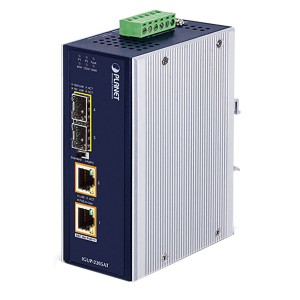 Industrial Media Converter 1000BASE-T to SFP 2x RJ45/2x SFP PoE++ (802.3bt) IGUP-2205AT PoE Budget 190W