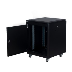 DYNAmic Data Cabinet Glass Front Door Steel Rear Door Removable Side Panels Adj Feet & Earth Kit LN-FS12U6060-BL-121 Black (H)12U x (W)600mm x (D)600mm Castors