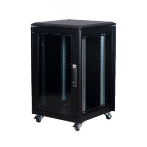 DYNAmic Data Cabinet Glass Front Door Steel Rear Door Removable Side Panels Adj Feet & Earth Kit LN-FS16U6060-BL-121 Black (H)16U x (W)600mm x (D)600mm Castors