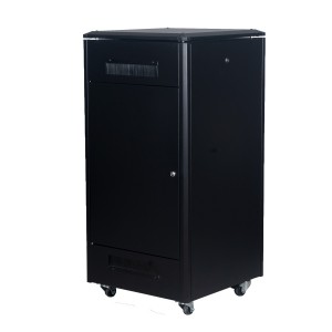 DYNAmic Data Cabinet Glass Front Door Steel Rear Door Removable Side Panels Adj Feet & Earth Kit LN-FS22U6060-BL-121 Black (H)22U x (W)600mm x (D)600mm Castors