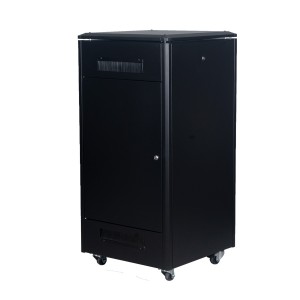 DYNAmic Data Cabinet Glass Front Door Steel Rear Door Removable Side Panels Adj Feet & Earth Kit LN-FS26U6060-BL-121 Black (H)26U x (W)600mm x (D)600mm Castors