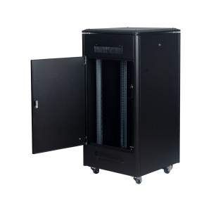 DYNAmic Data Cabinet Glass Front Door Steel Rear Door Removable Side Panels Adj Feet & Earth Kit LN-FS26U6060-BL-121 Black (H)26U x (W)600mm x (D)600mm Castors