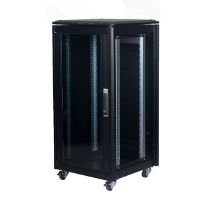DYNAmic Data Cabinet Glass Front Door Steel Rear Door Removable Side Panels Adj Feet & Earth Kit LN-FS26U6060-BL-121 Black (H)26U x (W)600mm x (D)600mm Castors