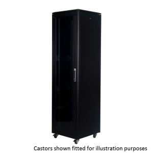 DYNAmic Data Cabinet Glass Front Door Steel Rear Door Removable Side Panels Adj Feet & Earth Kit LN-FS42U6060-BL-121 Black (H)42U x (W)600mm x (D)600mm Castors