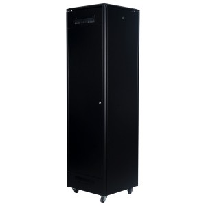 DYNAmic Data Cabinet Glass Front Door Steel Rear Door Removable Side Panels Adj Feet & Earth Kit LN-FS42U6060-BL-121 Black (H)42U x (W)600mm x (D)600mm Castors