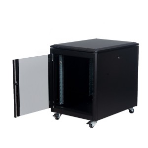 DYNAmic Data Cabinet Glass Front Door Steel Rear Door Removable Side Panels Adj Feet & Earth Kit LN-FS12U6080-BL-121 Black (H)12U x (W)600mm x (D)800mm Castors