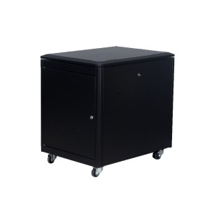DYNAmic Data Cabinet Glass Front Door Steel Rear Door Removable Side Panels Adj Feet & Earth Kit LN-FS12U6080-BL-121 Black (H)12U x (W)600mm x (D)800mm Castors