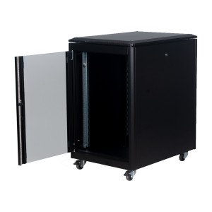 DYNAmic Data Cabinet Glass Front Door Steel Rear Door Removable Side Panels Adj Feet & Earth Kit LN-FS16U6080-BL-121 Black (H)16U x (W)600mm x (D)800mm Castors