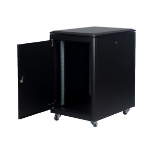 DYNAmic Data Cabinet Glass Front Door Steel Rear Door Removable Side Panels Adj Feet & Earth Kit LN-FS16U6080-BL-121 Black (H)16U x (W)600mm x (D)800mm Castors