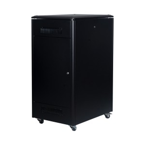 DYNAmic Data Cabinet Glass Front Door Steel Rear Door Removable Side Panels Adj Feet & Earth Kit LN-FS22U6080-BL-121 Black (H)22U x (W)600mm x (D)800mm Castors