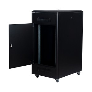 DYNAmic Data Cabinet Glass Front Door Steel Rear Door Removable Side Panels Adj Feet & Earth Kit LN-FS22U6080-BL-121 Black (H)22U x (W)600mm x (D)800mm Castors