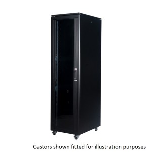 DYNAmic Data Cabinet Glass Front Door Steel Rear Door Removable Side Panels Adj Feet & Earth Kit LN-FS42U6080-BL-121 Black (H)42U x (W)600mm x (D)800mm Castors