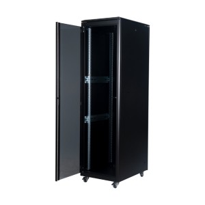DYNAmic Data Cabinet Glass Front Door Steel Rear Door Removable Side Panels Adj Feet & Earth Kit LN-FS42U6080-BL-121 Black (H)42U x (W)600mm x (D)800mm Castors